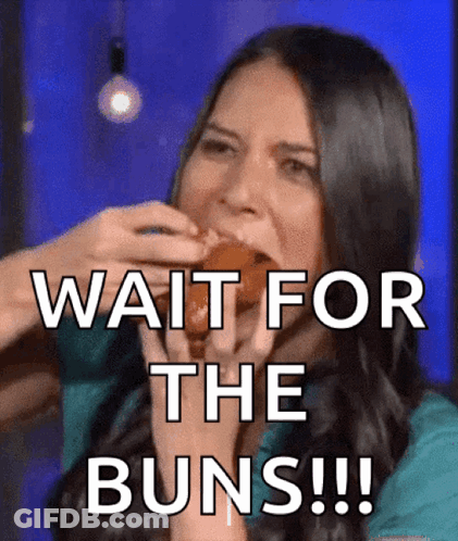 Woman Eating Bun Wait For Buns GIF