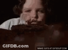 Woman Eating Chocolate Cake With Fork GIF