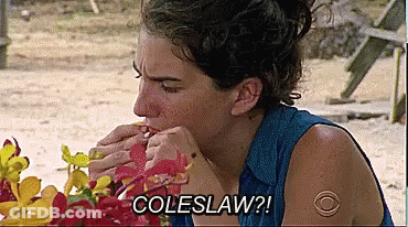 Woman Eating Flowers Saying Coleslaw GIF