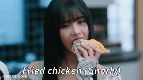 Woman Eating Fried Chicken GIF
