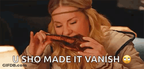 Woman Eating Meat U Sho Made It Vanish GIF