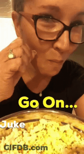 Woman Eating Popcorn Saying Go On Juke GIF