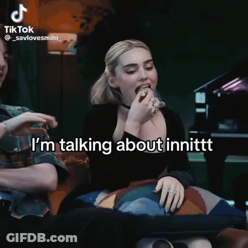 Woman Eating Sandwich Saying I'm Talking About Innittt GIF