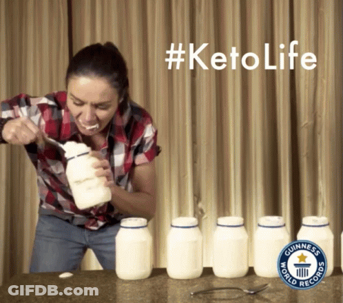 Woman Eating Yogurt With Spoon #Ketolife GIF