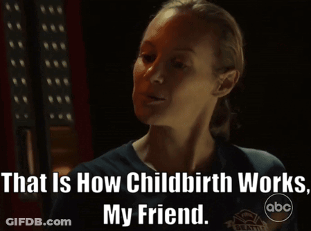 Woman Explains Childbirth GIF