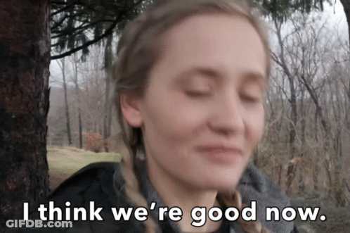 Woman Eyes Closed Saying I Think We're Good Now GIF