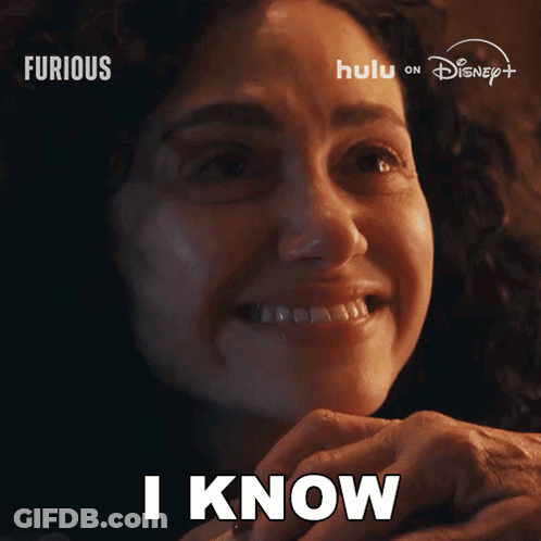 Woman Face Close Up Saying I Know GIF