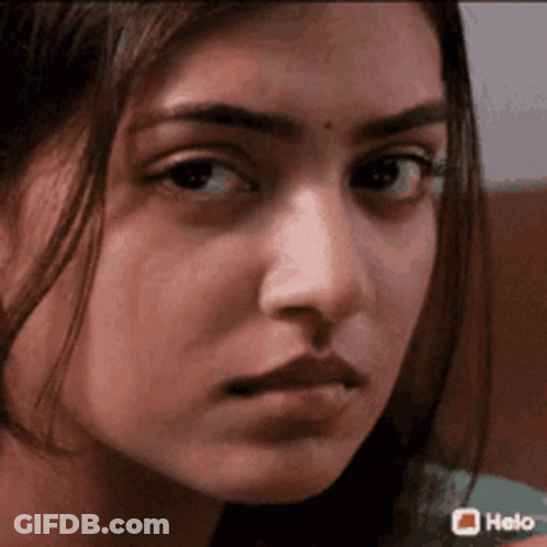 Woman Face Close Up With Hello Logo GIF