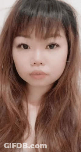 Woman Face Long Hair Black Eyes GIF