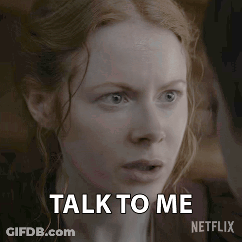 Woman Face Saying Talk To Me GIF