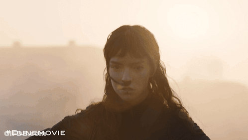 Woman Face With Hashtag #DuneMovie GIF