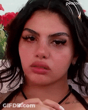 Woman Face With Peacock Text GIF