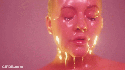 Woman Face With Pink Liquid Dripping GIF