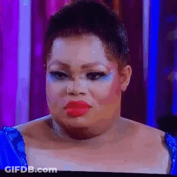 Woman Face With Red Lipstick And Blue Eyeshadow GIF