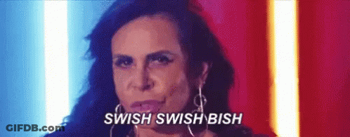 Woman Face With Swish Swish Swish Text GIF