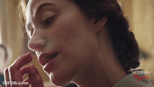 Woman Face With Victoria's Psycho Text GIF