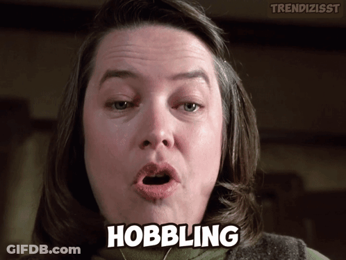 Woman Face With Word Hobbling GIF