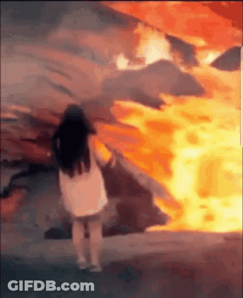Woman Fell On Lava GIF