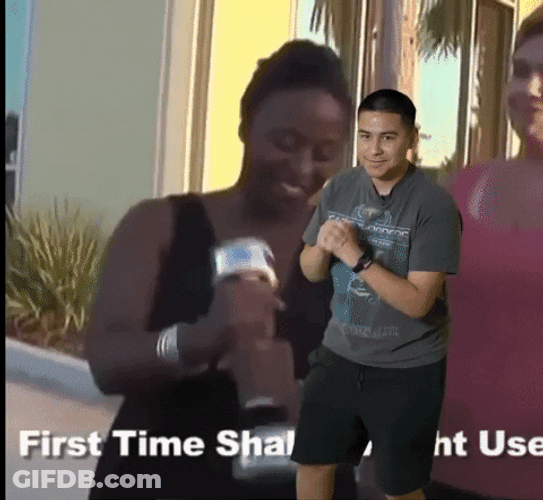Woman First Time Shake Weight Use GIF