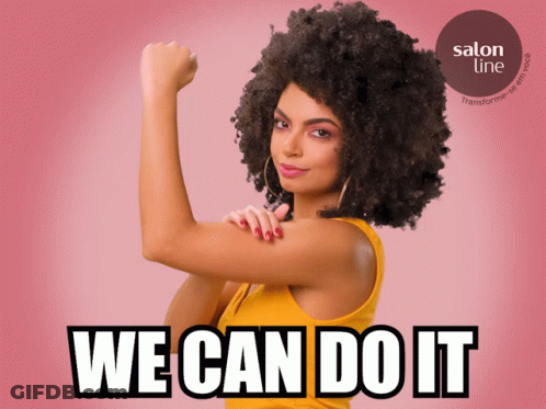 Woman Flexing Arm In Front Of Salon Line Logo GIF