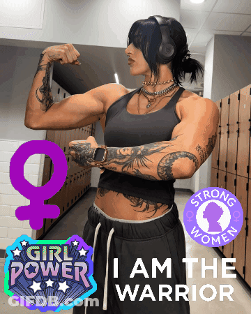 Woman Flexing Muscles Girl Power Sign GIF