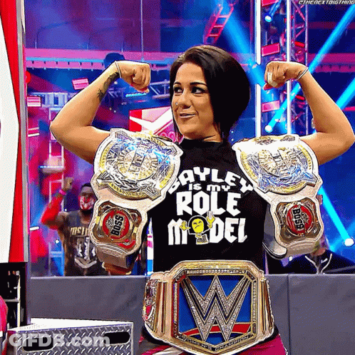 Woman Flexing Muscles In Bayley Is My Role Model T-Shirt GIF