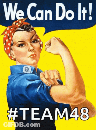 Woman Flexing Muscles Saying We Can Do It GIF