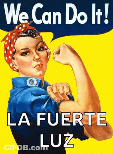 Woman Flexing Muscles Says We Can Do It GIF