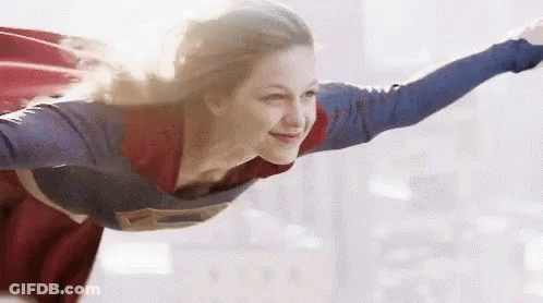 Woman Flying As Superman GIF