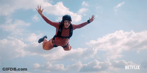 Woman Flying With Netflix Logo GIF