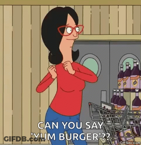 Woman From Bob's Burgers With Grocery Cart And Wine GIF