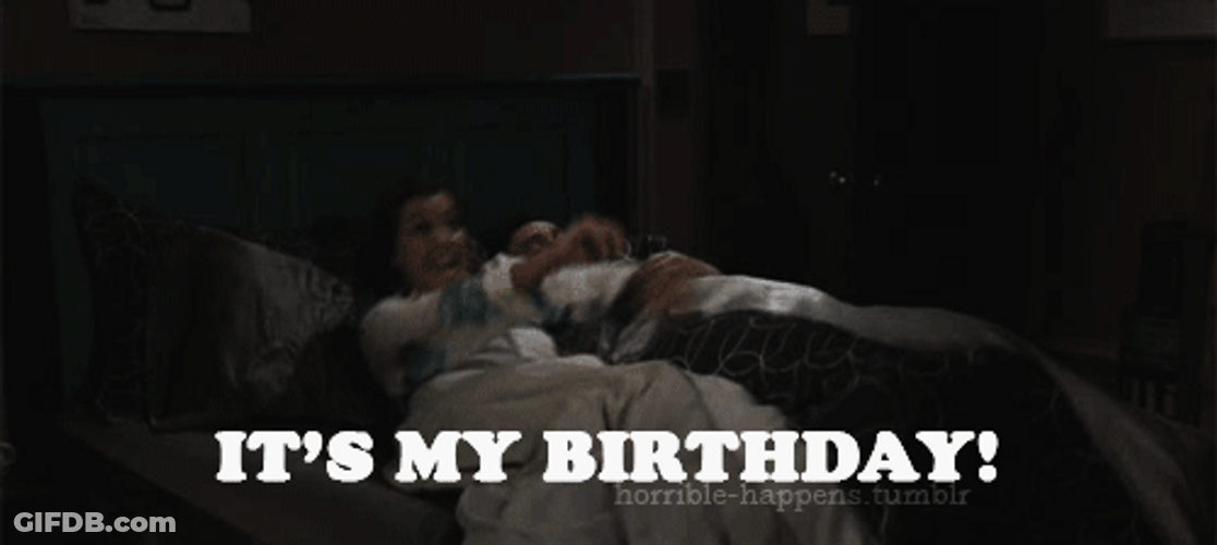 Woman Gets Up It's My Birthday GIF