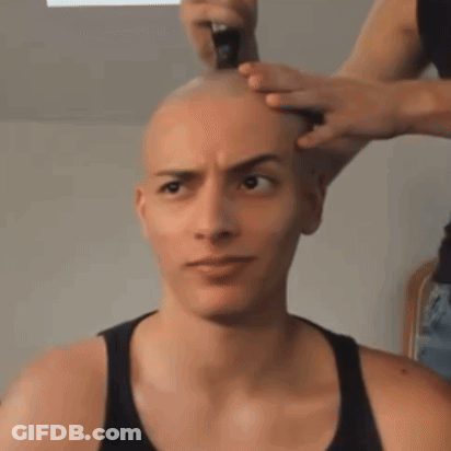 Woman Getting Head Shaved GIF