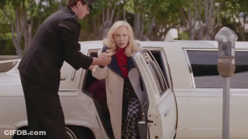 Woman Getting Out Of Limousine With Man Holding Her Hand GIF