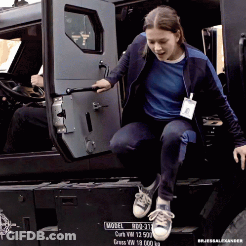 Woman Getting Out Of Vehicle RD0-31 GIF