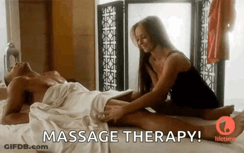 Woman Giving Man Massage With Massage Therapy GIF