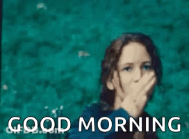 Woman Giving Middle Finger On Blue Saying Good Morning GIF