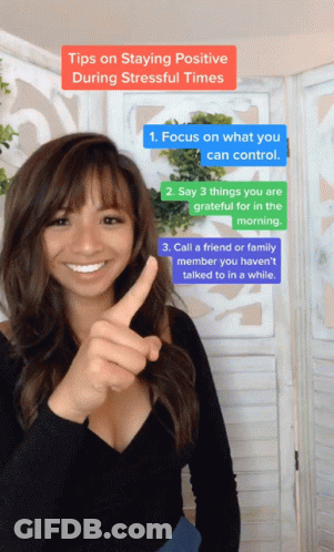 Woman Giving Thumbs Up Tips On Staying Positive GIF