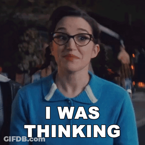 Woman Glasses Blue Shirt Says I Was Thinking GIF