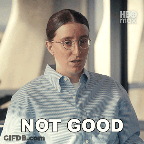 Woman Glasses Blue Striped Shirt Says Not Good GIF
