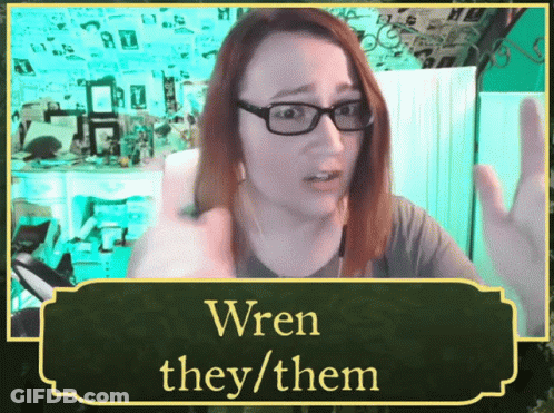 Woman Glasses Green Sign Wren They Them GIF