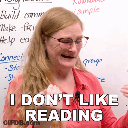 Woman Glasses Red Shirt I Don't Like Reading GIF