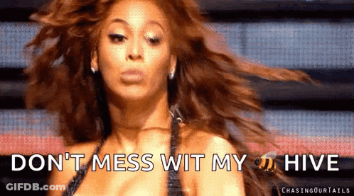 Woman Hair Blowing Says Don't Mess With My Hive GIF