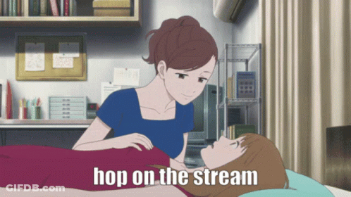 Woman Hand On Another Woman Chest Saying Hop On The Stream GIF