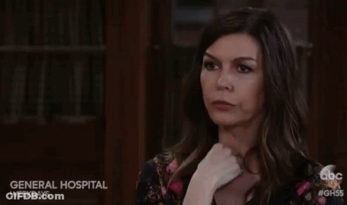 Woman Hand On Chin General Hospital Weekdays Sign GIF