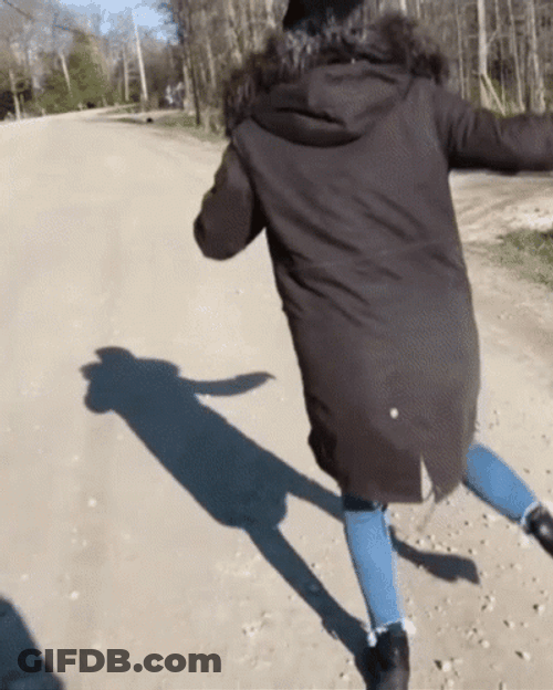Woman Happy Skipping Shadow GIF