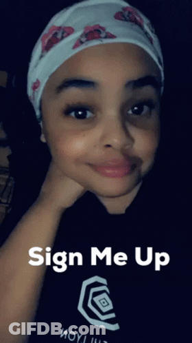Woman Headband Black Shirt Says Sign Me Up GIF