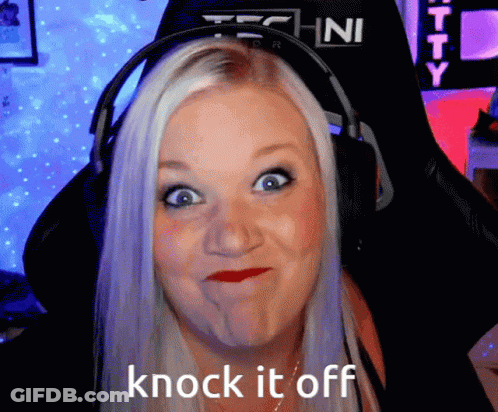 Woman Headphones Funny Face Knock It Off GIF
