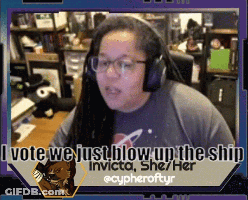 Woman Headphones Says I Vote Blow Up Invicta She/Her GIF
