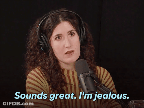 Woman Headphones Sounds Great I'm Jealous Microphone GIF